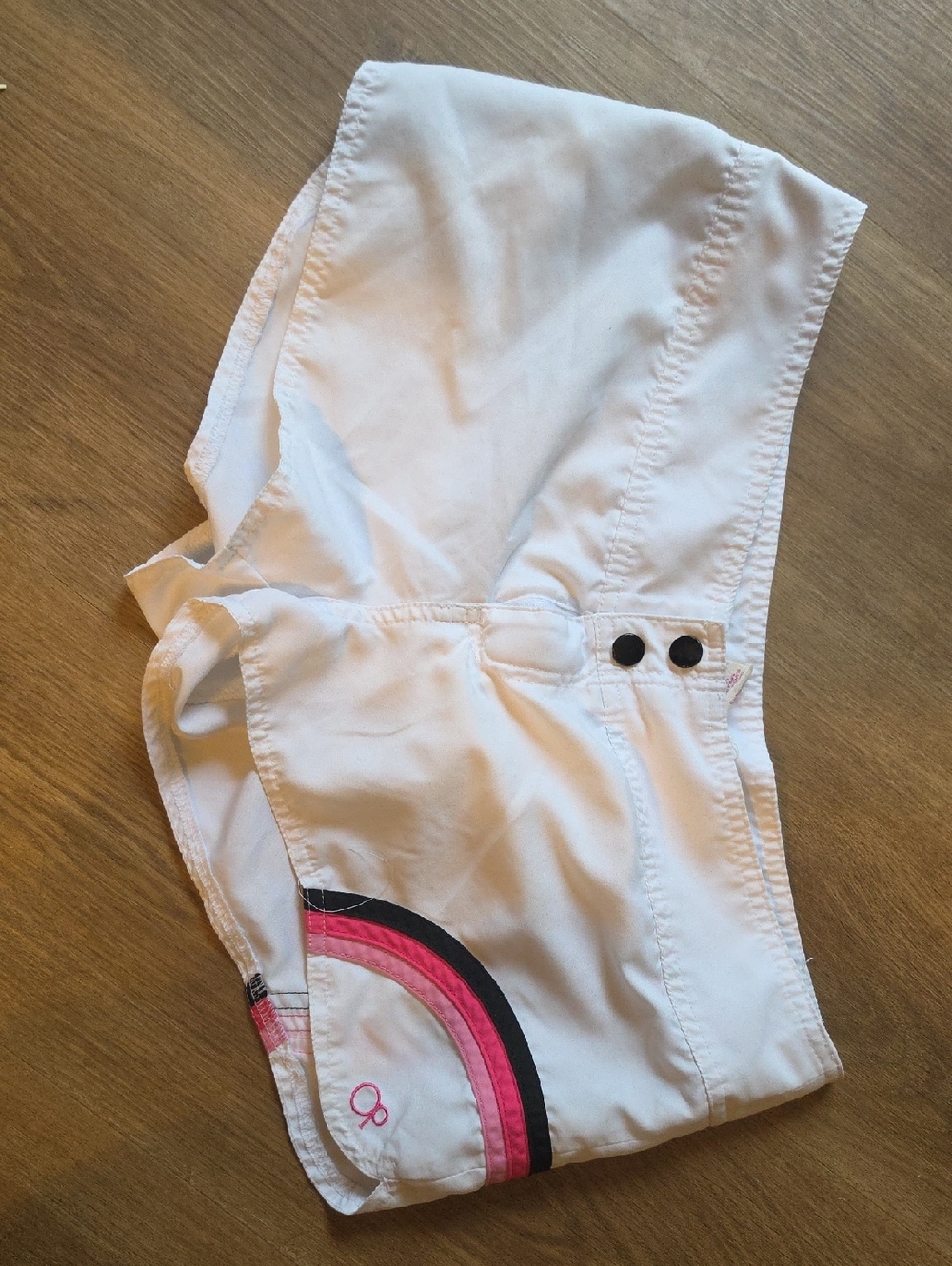 OP White Shorts with Pink and Black Accent Stripes
